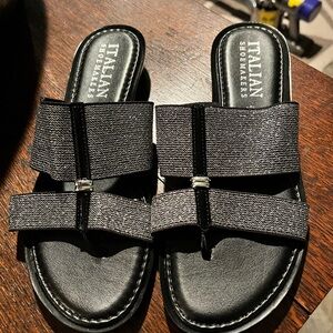 Italian Shoemakers Black and Silver Women's Sandals NWT Size 7